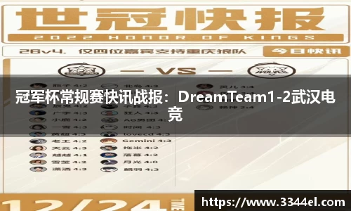 冠军杯常规赛快讯战报：DreamTeam1-2武汉电竞